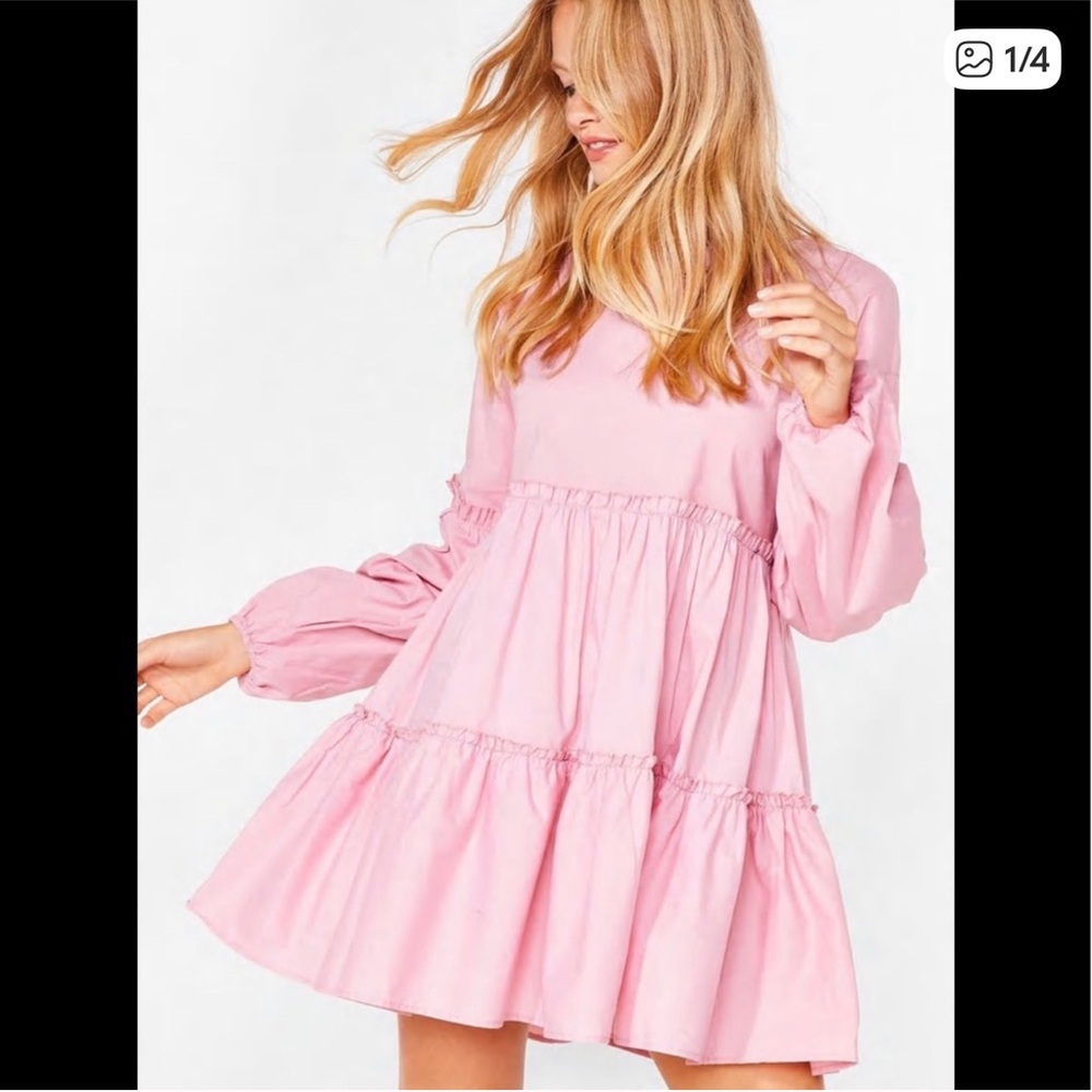 Nasty Gal Dusty Pink Cotton Babydoll Dress 💗